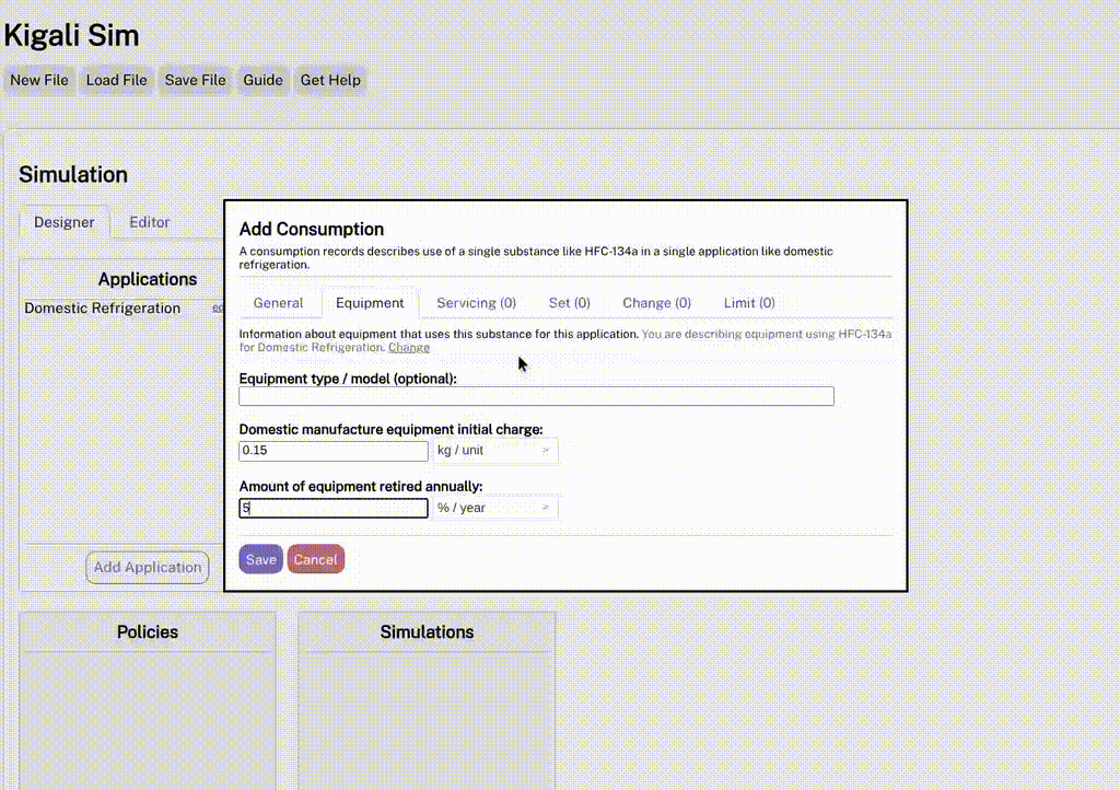Animated GIF showing how to specify servicing properties