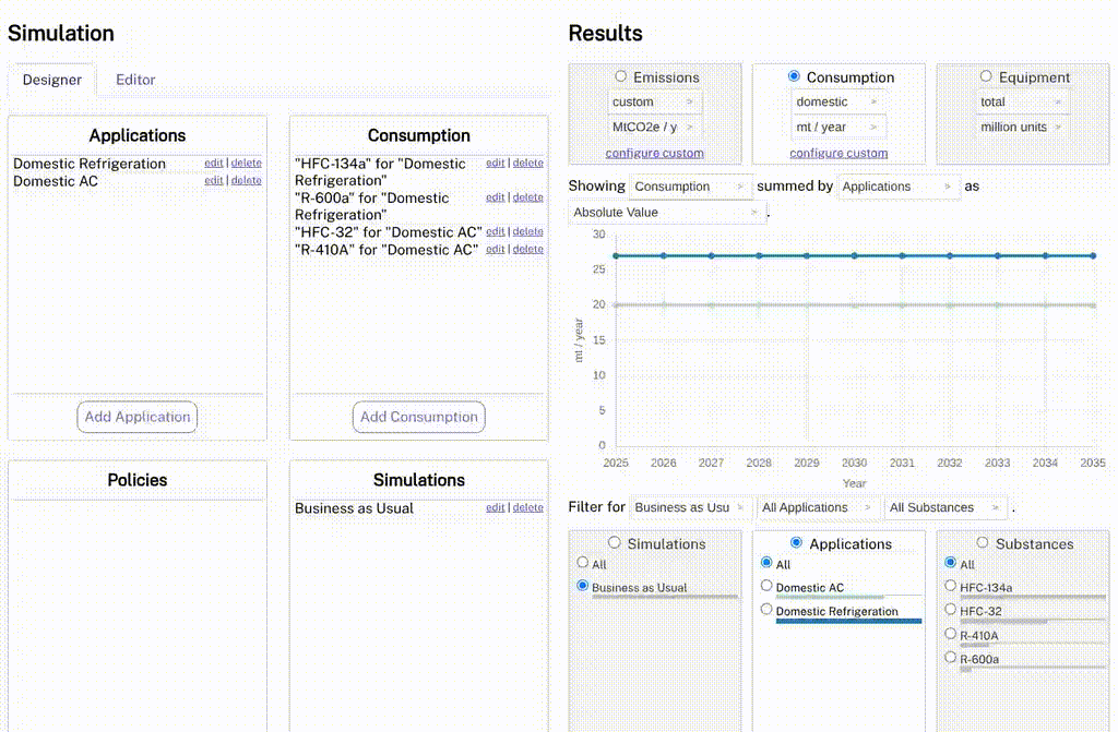 Animated GIF showing the comparison of emissions and consumption with substances selected